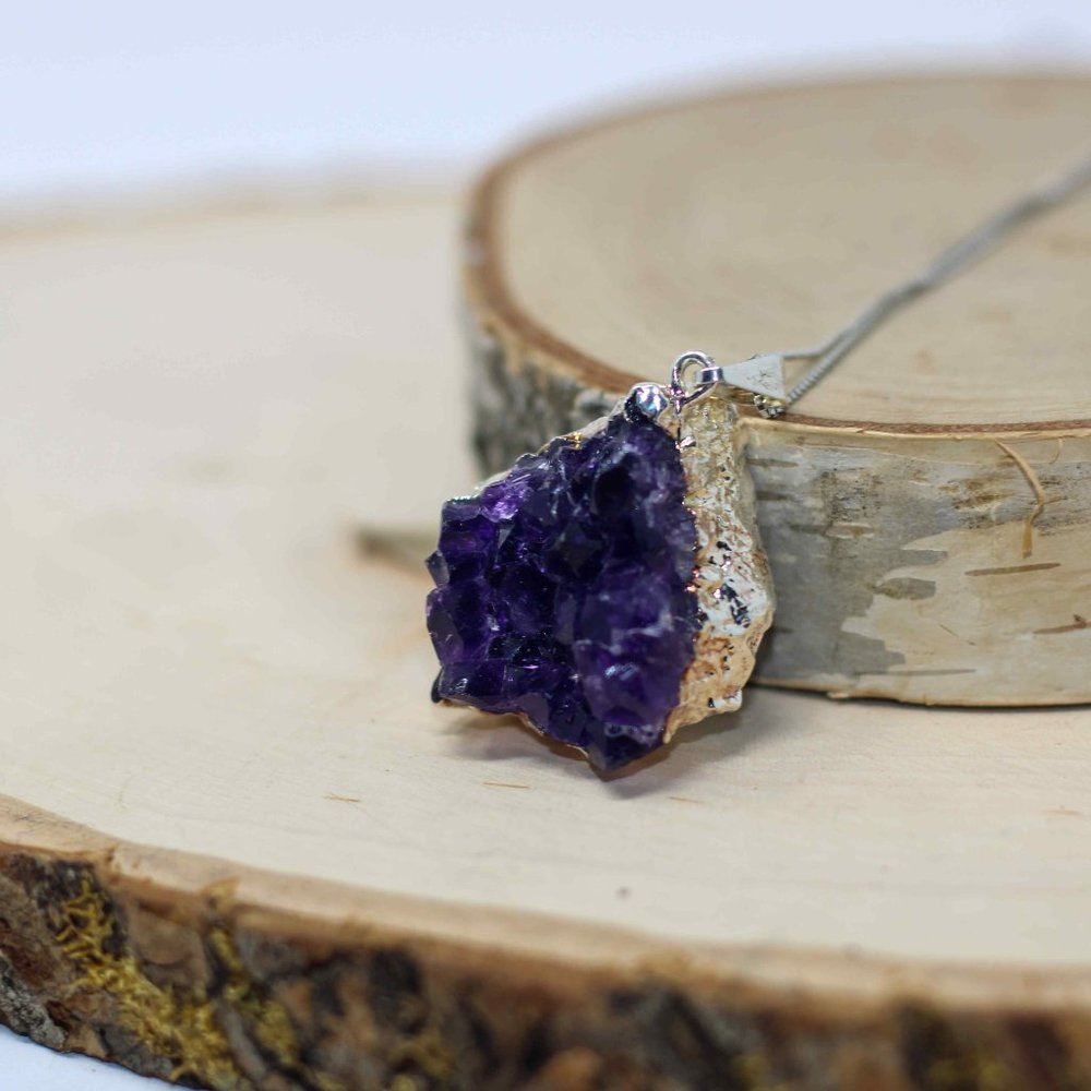 Raw Amethyst Necklace Crystal Amethyst Druzy Necklace February Birthstone